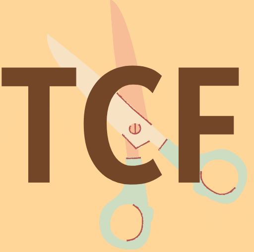 TCF initials with scissors on cream background – Town Craft Fair site icon